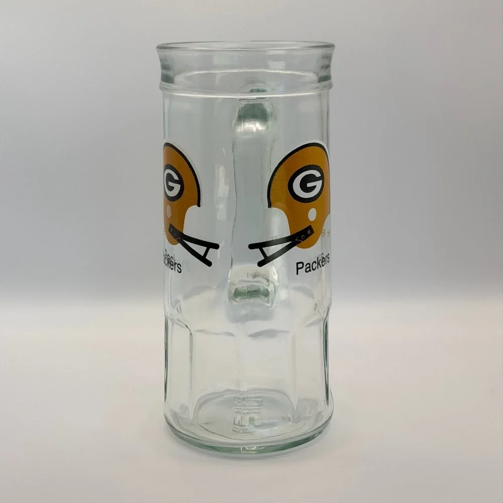 Vintage Green‎ Bay Packers Glass Beer Mug Stein NFL Football Barware Tankard 7